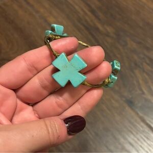 Bourbon and Boweties Turquoise Cross Bracelet